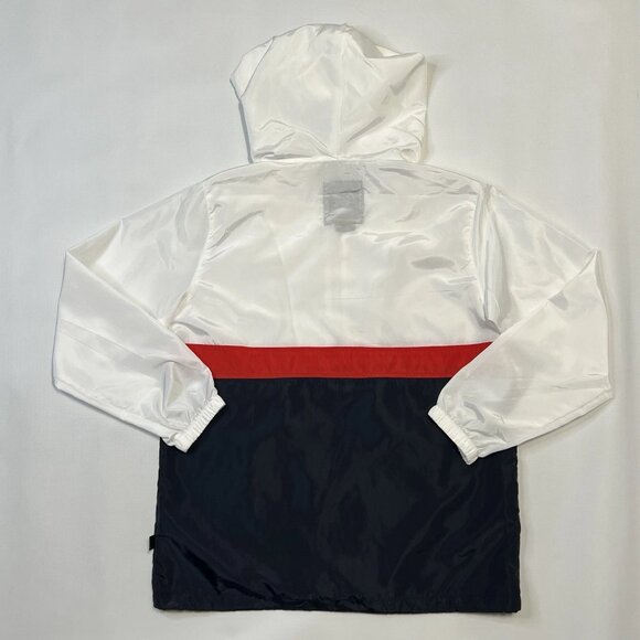 Beautiful Giant Mens Hooded Lightweight Windbreaker Jacket Size Small White Red - Picture 2 of 11